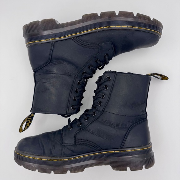 Dr. Martens Combs Black Wyoming Leather Combat Boots - Size 9 Women's/8 Men's - Picture 2 of 14